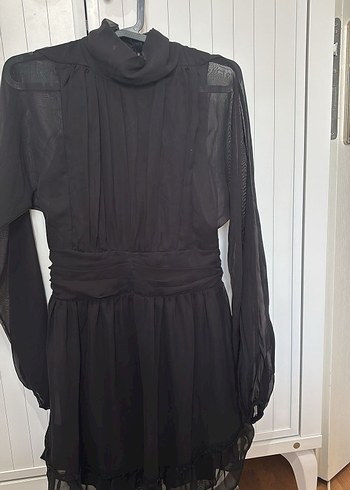 Siyah Mini Fırfırlı Gotik Elbise - Görsel 3