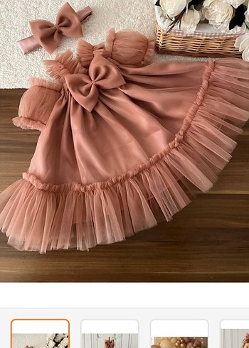 Bej Fırfırlı Klasik Bohem Çocuk Elbisesi - Görsel 4