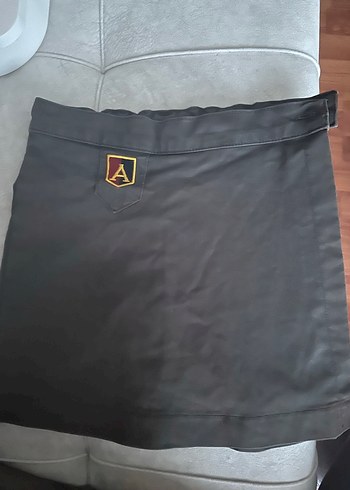 Siyah Deri Kemerli Mini Etek