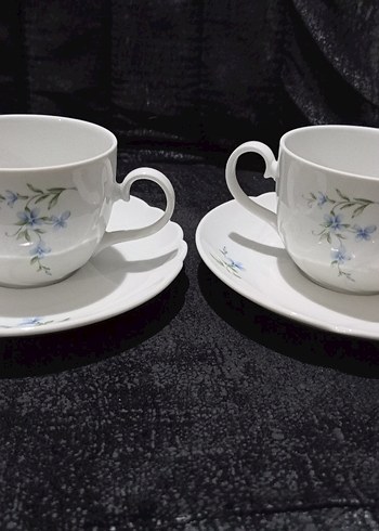 Pastel Desenli Beyaz Porselen Fincan Takımı