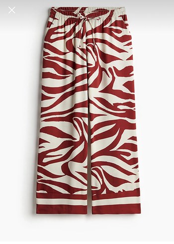 Bordo Zebra Desenli Kadın Uzun Kumaş Pantolon