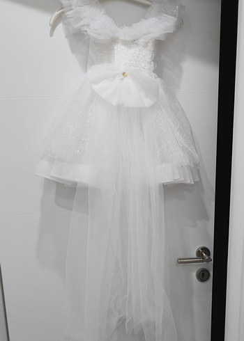 Beyaz Kolsuz Fırfırlı Kız Elbisesi - Görsel 2