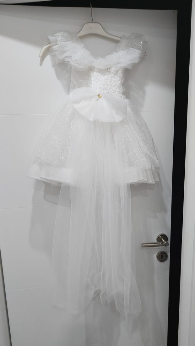 Beyaz Kolsuz Fırfırlı Kız Elbisesi - Görsel 2