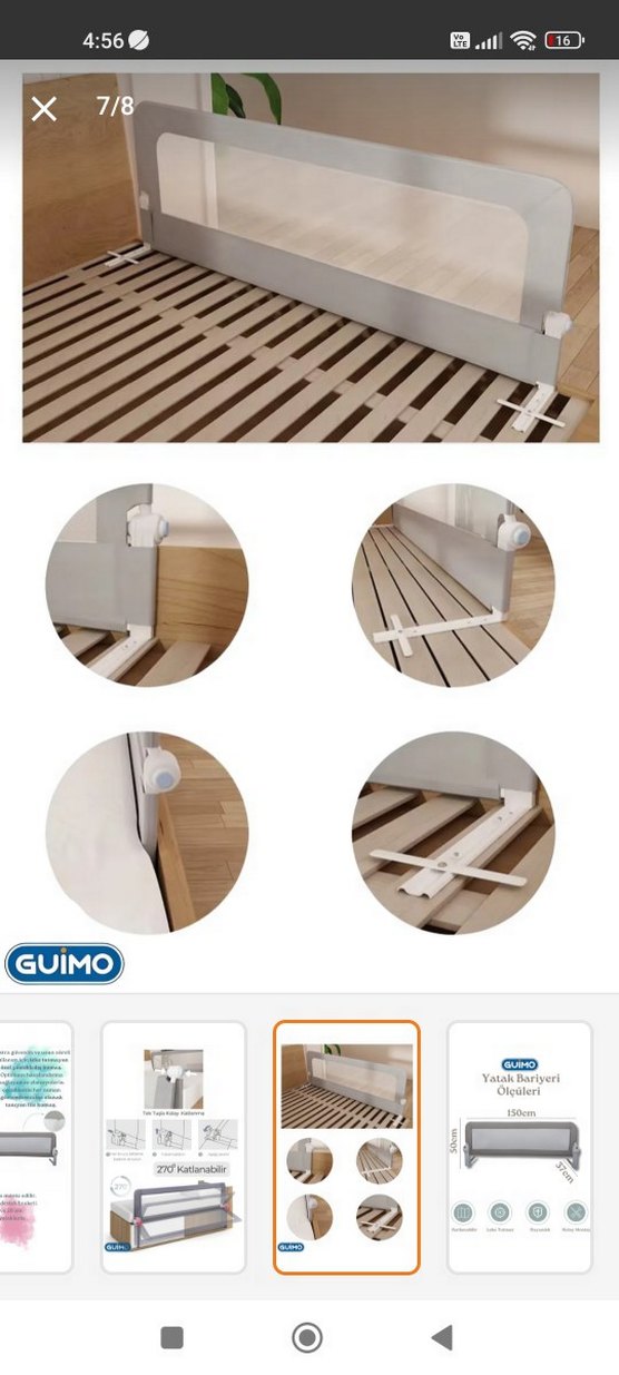 150 cm Gri Katlanabilir Bebek Yatağı Koruyucu - Görsel 2