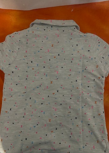 Gri Desenli Kısa Kollu Kız Polo Tişört - Görsel 3