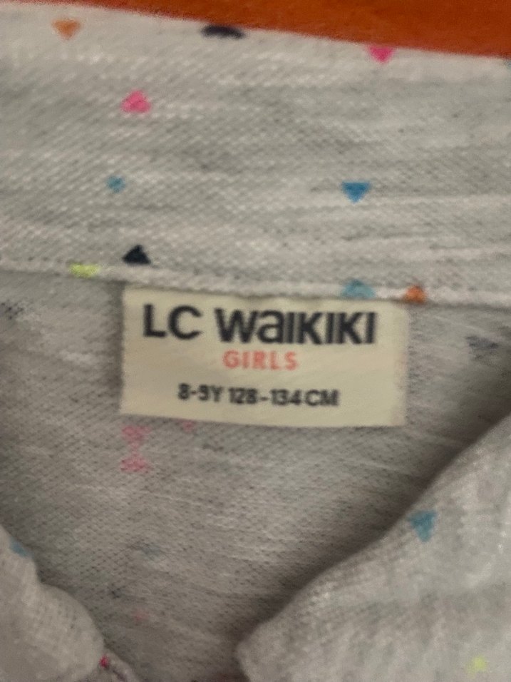 Gri Desenli Kısa Kollu Kız Polo Tişört - Görsel 2