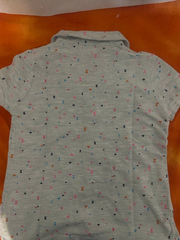 Gri Desenli Kısa Kollu Kız Polo Tişört - Görsel 3