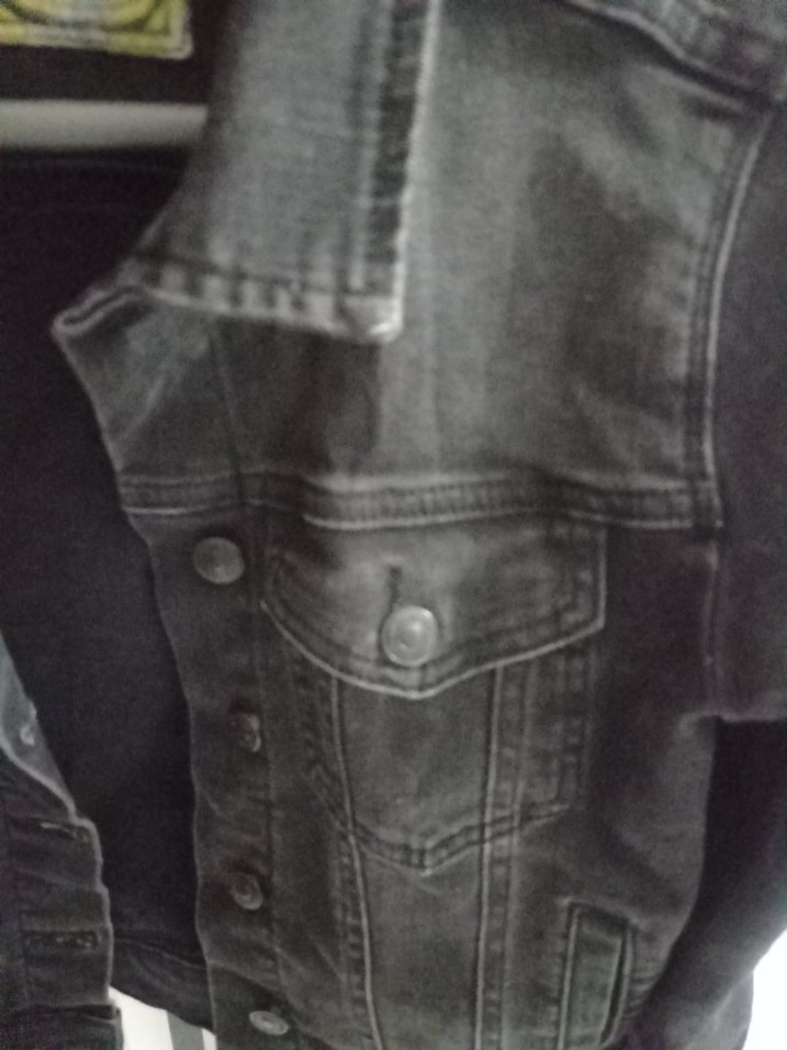 Kadın Siyah Denim Ceket, Düğmeli, İnce Kesim - Görsel 2