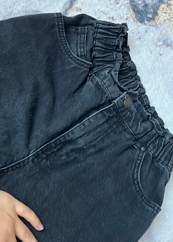 28 Beden siyah Renk Siyah Düğmeli Rahat Kesim Kadın Kot Pantolon