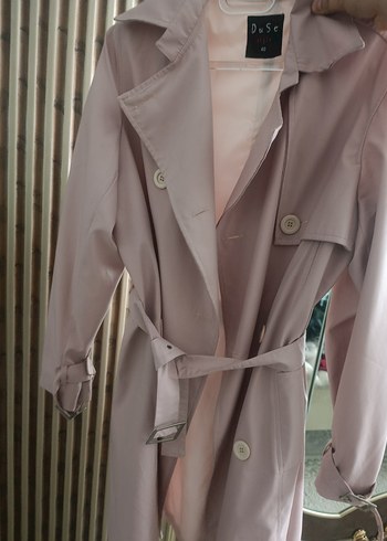 Düğmeli Pudra Pembe Midi Trençkot - Görsel 3
