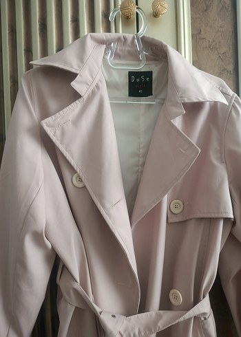 Düğmeli Pudra Pembe Midi Trençkot - Görsel 2