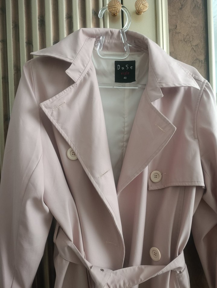 Düğmeli Pudra Pembe Midi Trençkot - Görsel 2