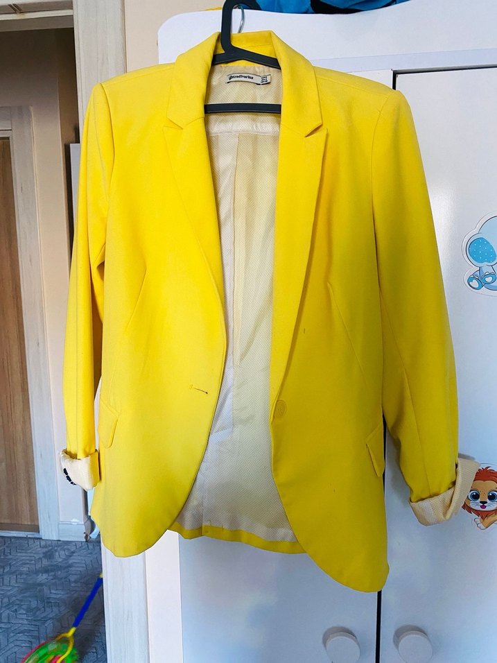 Düğmeli Sarı Kadın Ceket - Görsel 2