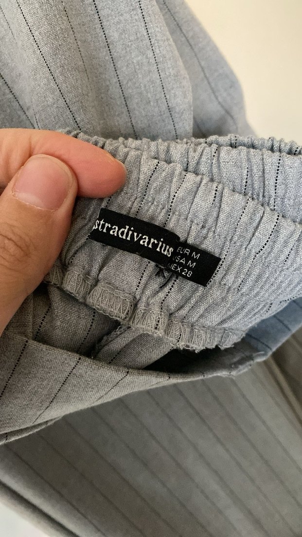 Gri Çizgili Kadın Kumaş Pantolon - Görsel 2