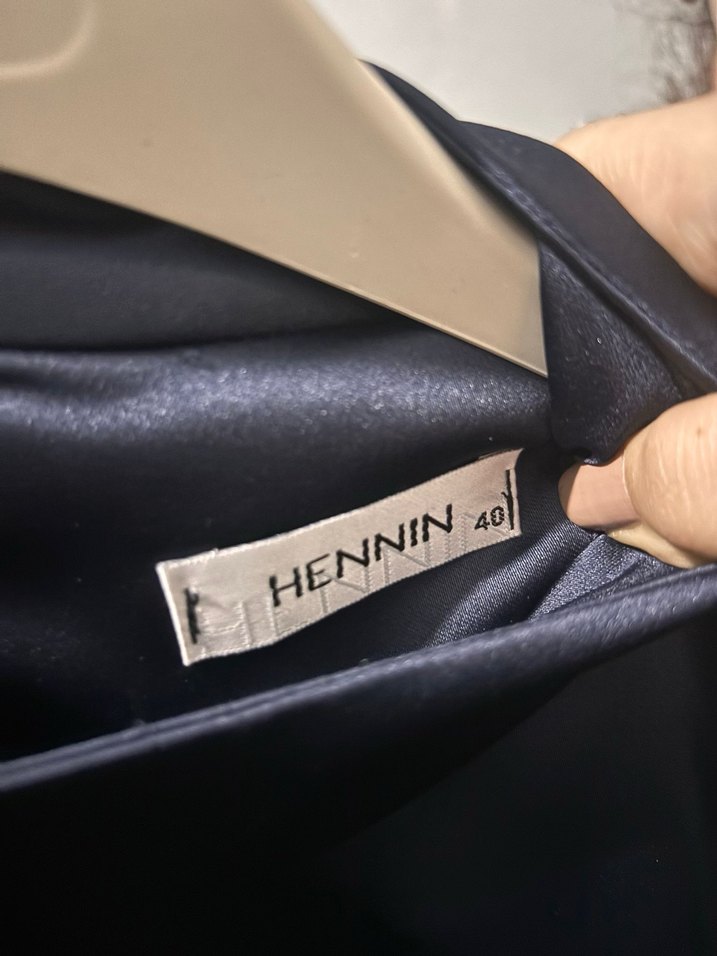 Uzun Kollu Lacivert Payetli Abiye Elbise - Görsel 4