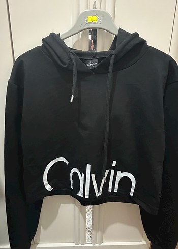 Siyah Kadın Crop Sweatshirt Calvin - Görsel 5