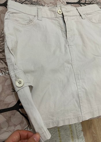 Bej Düz Kesim Kadın Midi Etek - Görsel 4