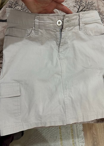 Bej Düz Kesim Kadın Midi Etek - Görsel 5