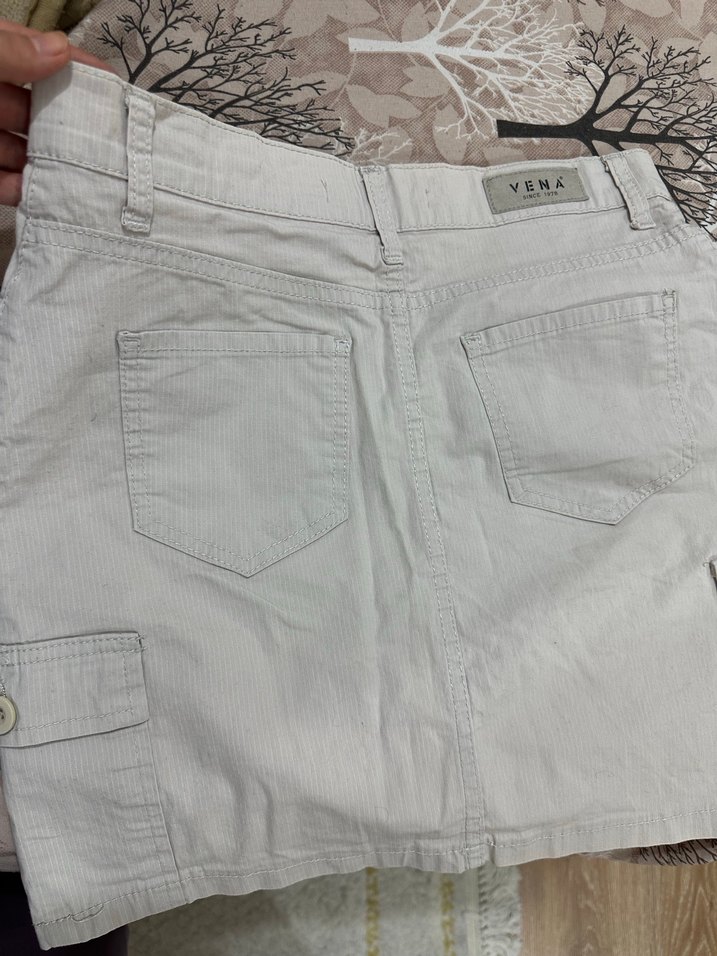 Bej Düz Kesim Kadın Midi Etek - Görsel 3