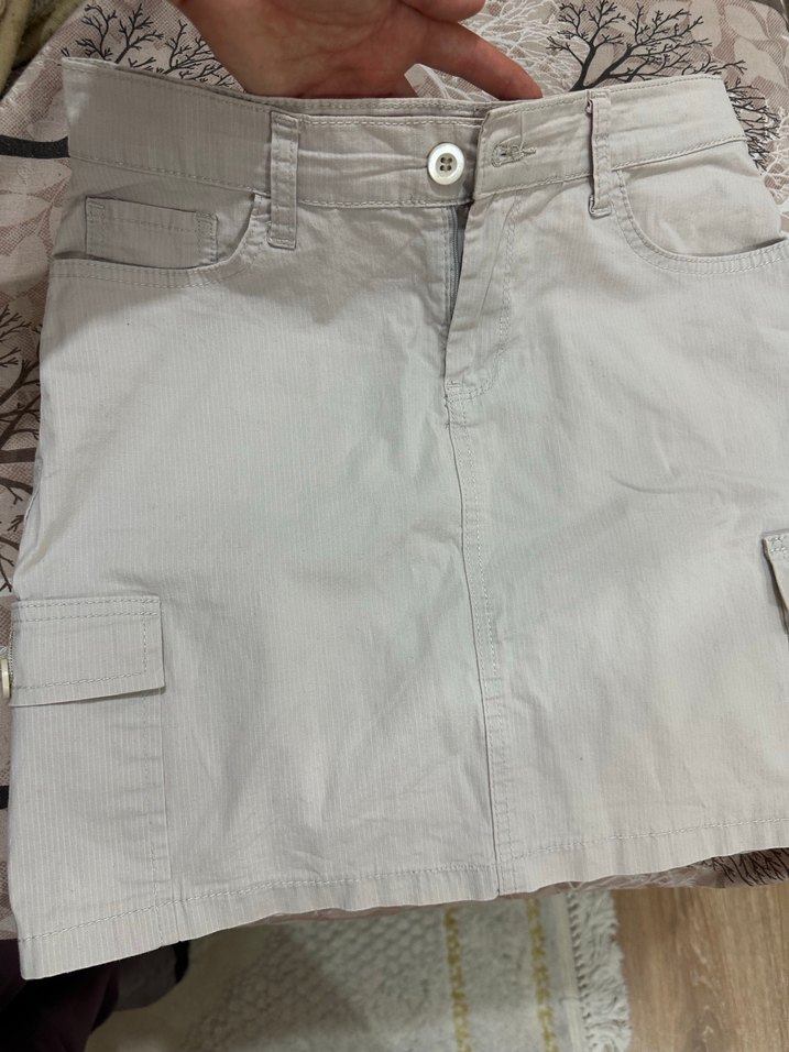 Bej Düz Kesim Kadın Midi Etek - Görsel 5