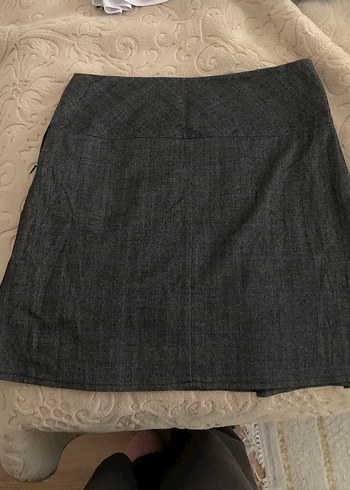 Gri Midi deri Kemerli Kadın Etek - Görsel 5