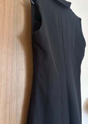 Düğmeli Siyah Kolsuz Uzun Kadın elbise - Görsel 9