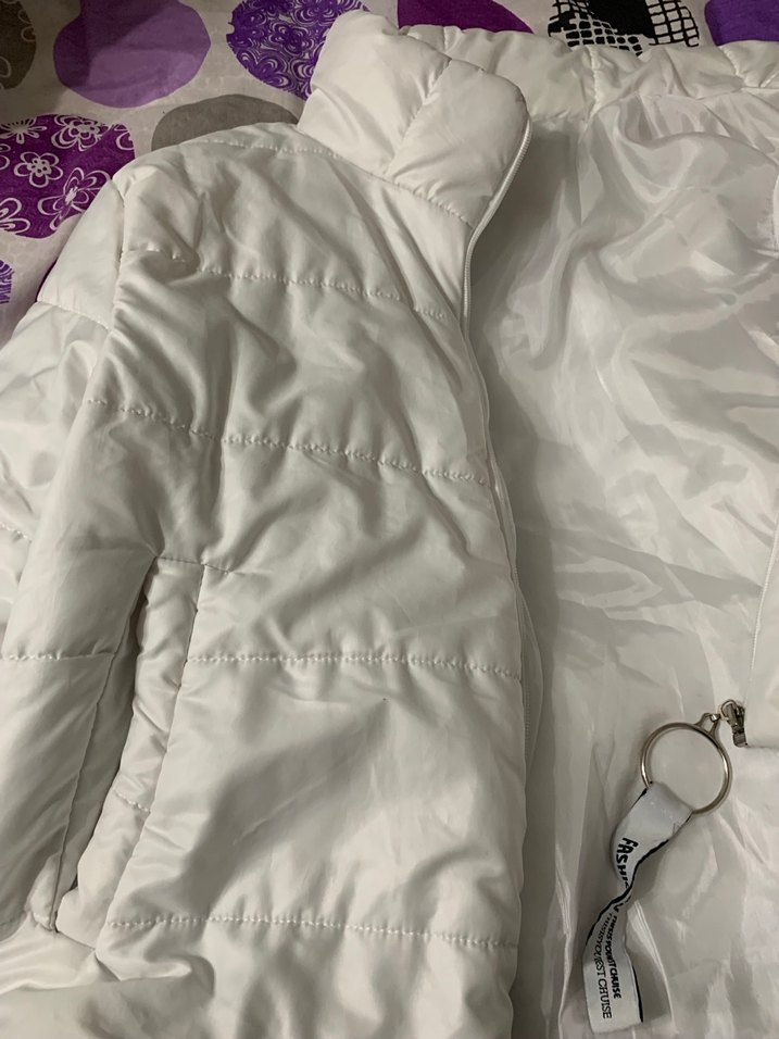 Beyaz Kadın Şişme Mont Yüksek Yaka - Görsel 5