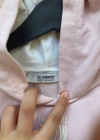 10 Yaş Beden Pembe Kapüşonlu Kadın Sweatshirt