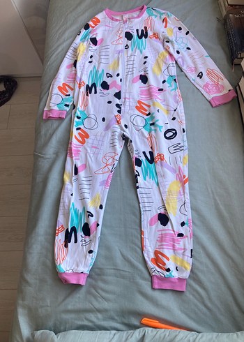 Kız Çocuk Renkli Baskılı Fermuarlı Pijama