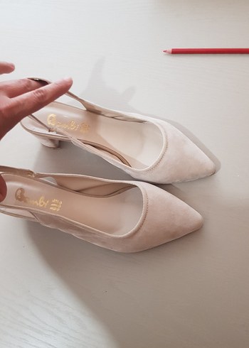 Bej Süet Stiletto Kadın Abiye Ayakkabı