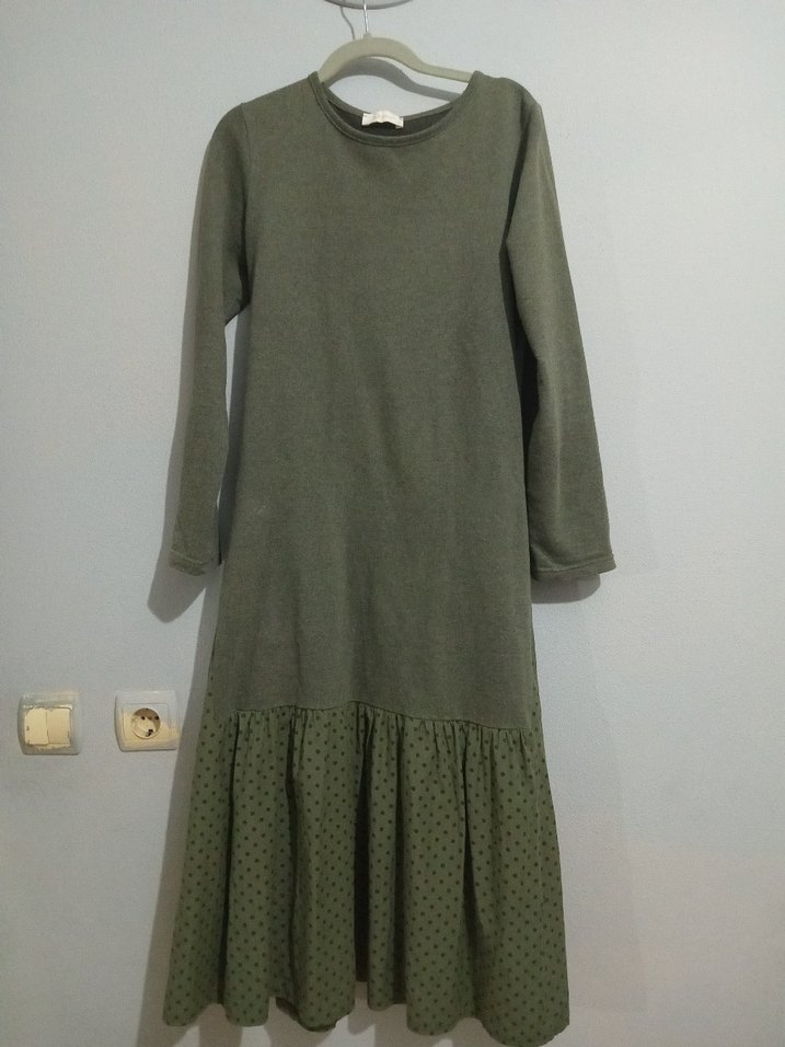 Uzun Kollu, Fırfırlı Salaş Elbise - Görsel 4