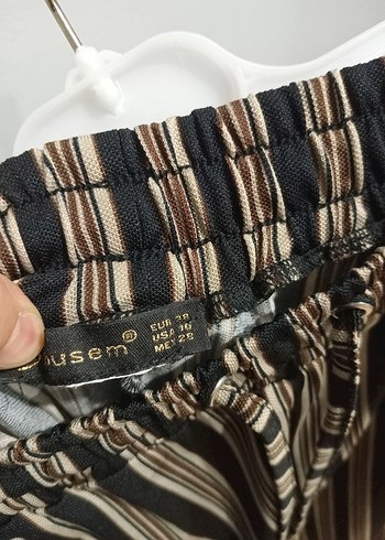 Kadın Bej Çizgili Kumaş Pantolon - Görsel 5