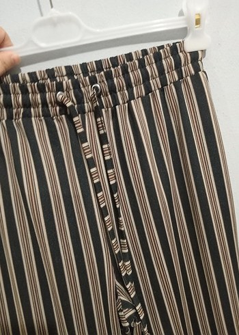 Kadın Bej Çizgili Kumaş Pantolon - Görsel 4