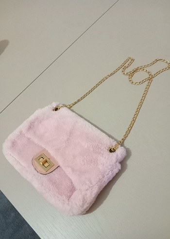 Pembe Kürklü Kadın Çanta - Görsel 3