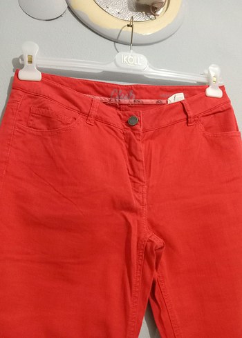 Düğmeli Kırmızı Kadın Kumaş Pantolon - Görsel 3