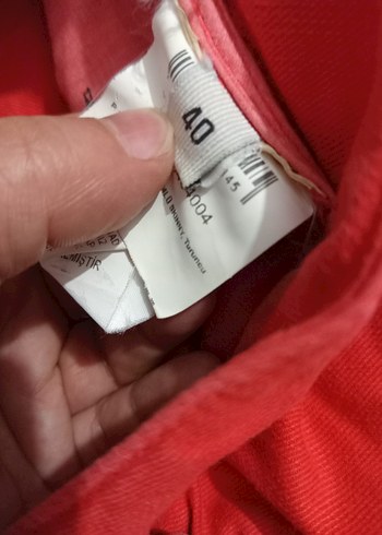 Düğmeli Kırmızı Kadın Kumaş Pantolon - Görsel 5