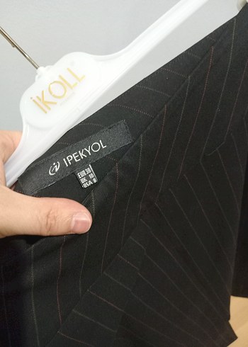 Çizgili Siyah Midi Kalem Etek - Görsel 4