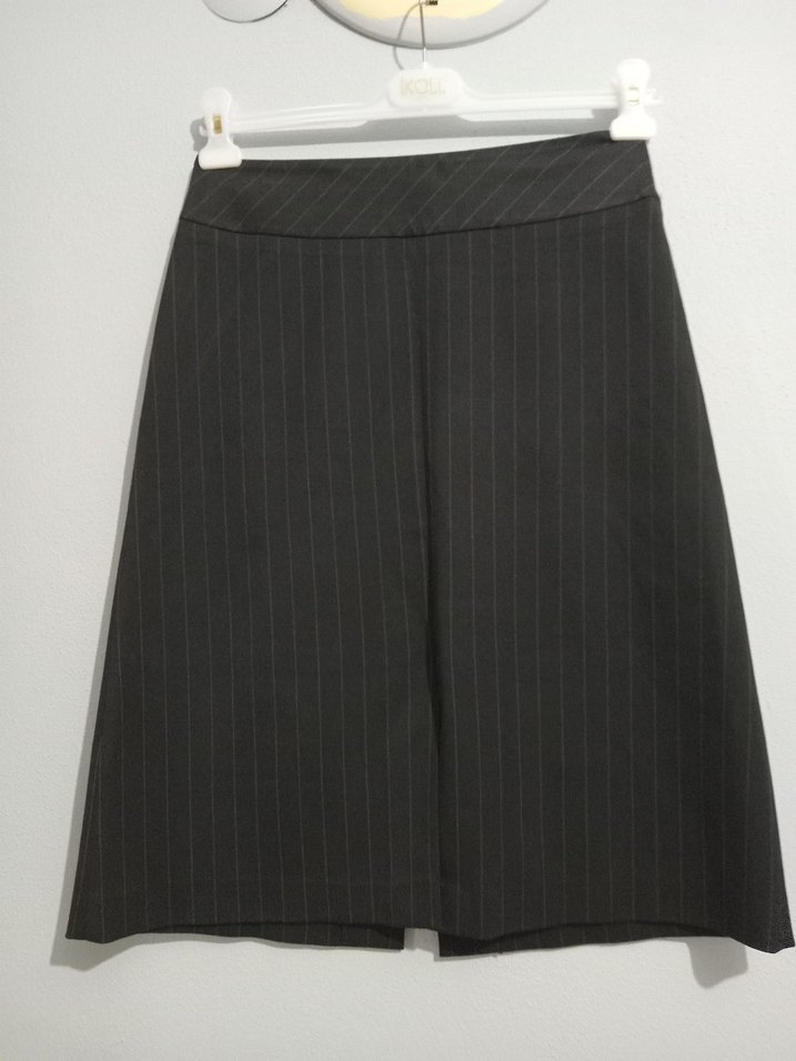 Çizgili Siyah Midi Kalem Etek - Görsel 2