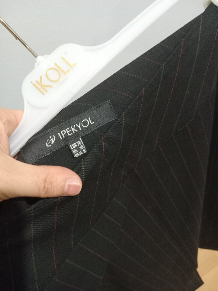 Çizgili Siyah Midi Kalem Etek - Görsel 4