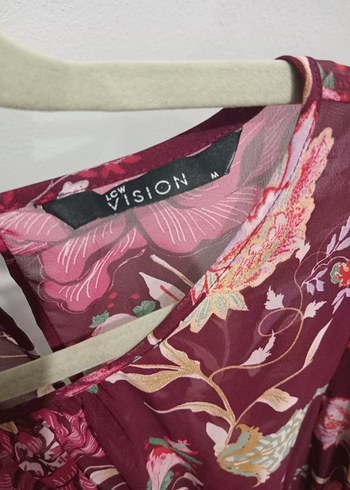 Bordo Çiçek Desenli Uzun Bohem Elbise - Görsel 4