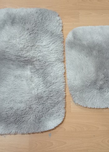 Madame Coco Gri Peluş Banyo Paspası Seti
