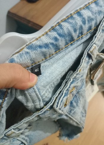 40 Beden mavi Renk Kadın Mavi Tie-Dye Mini Denim Şort