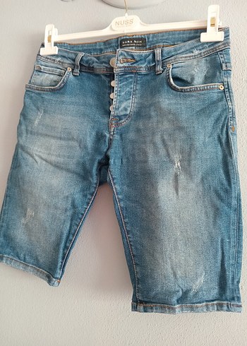 Mavi Düğmeli Denim Mini Erkek Şort