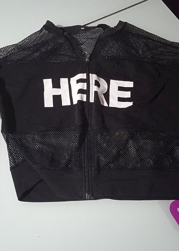 uzun kollu krop şeklinde fermuarlı hirka - Görsel 2