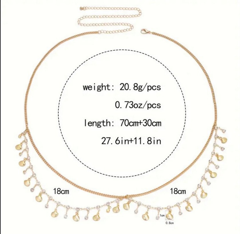 Zincir Detaylı Altın Rengi Bohem Vücut Zinciri - Görsel 5