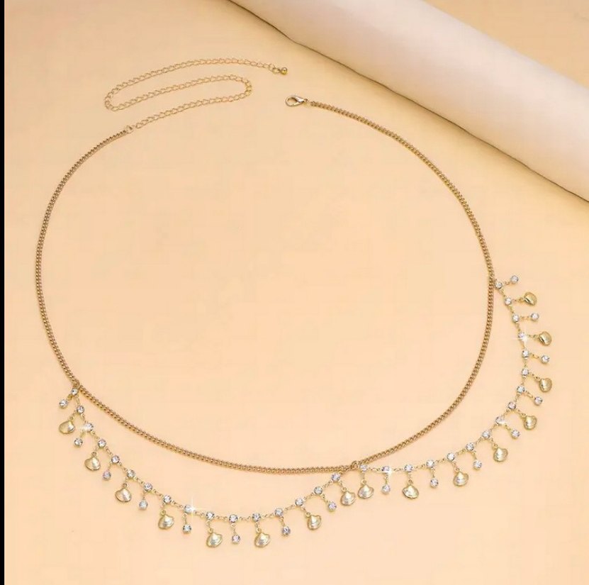 Zincir Detaylı Altın Rengi Bohem Vücut Zinciri - Görsel 3