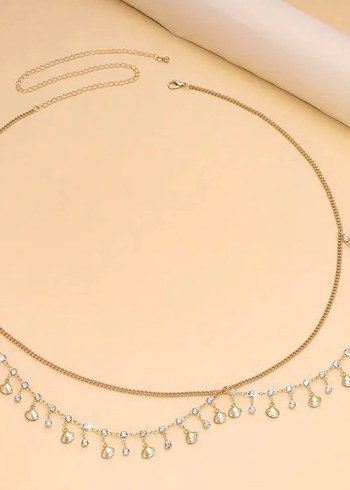 Parlak Altın Zincir Detaylı Vücut Zinciri - Görsel 4