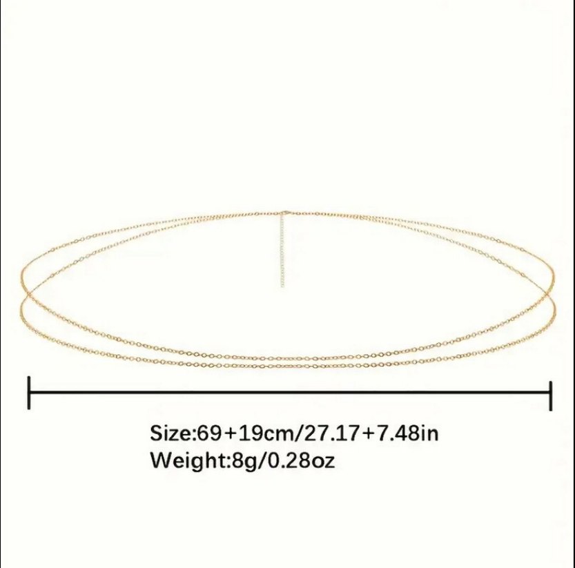 Parlak Altın Zincir Detaylı Vücut Zinciri - Görsel 5