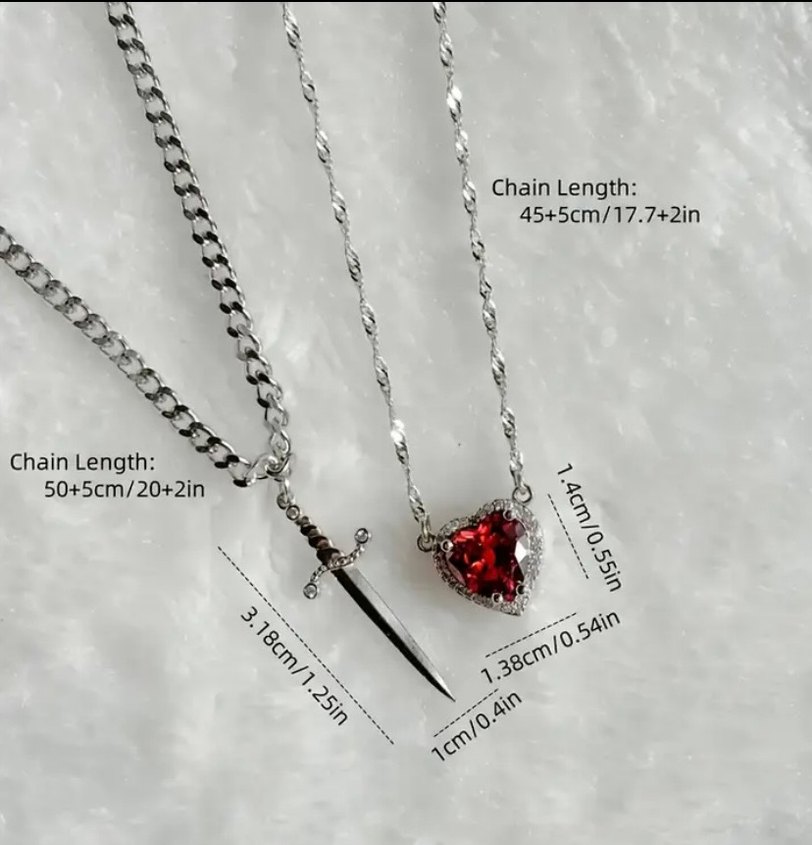 Kırmızı Gotik Zincir Detaylı Midi Kolye - Görsel 5