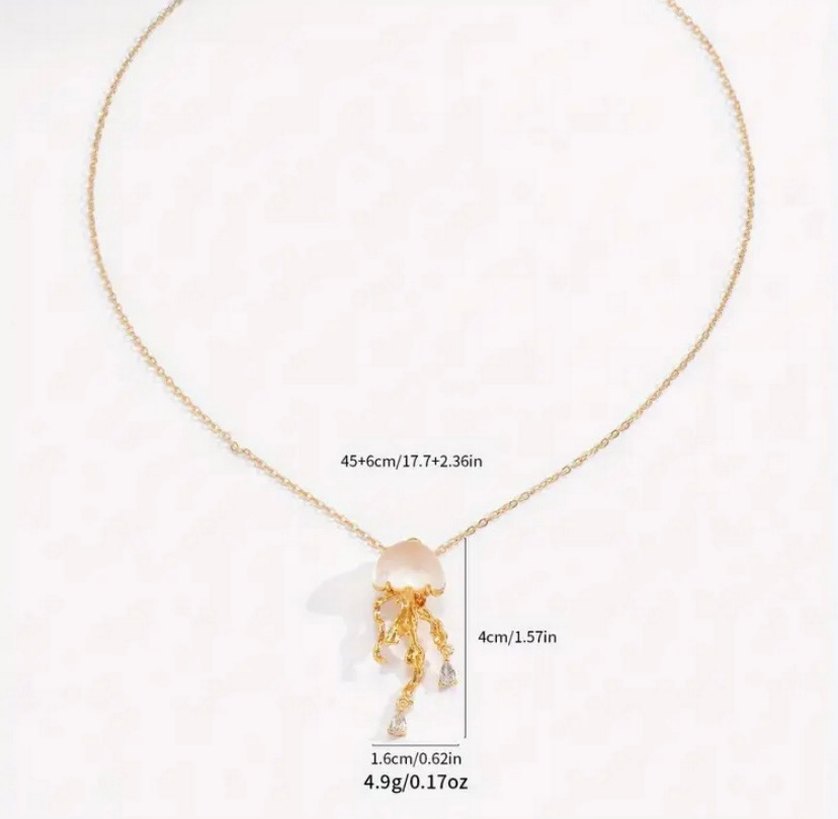 Altın Renkli Uzun Denizanası Kolye - Görsel 5